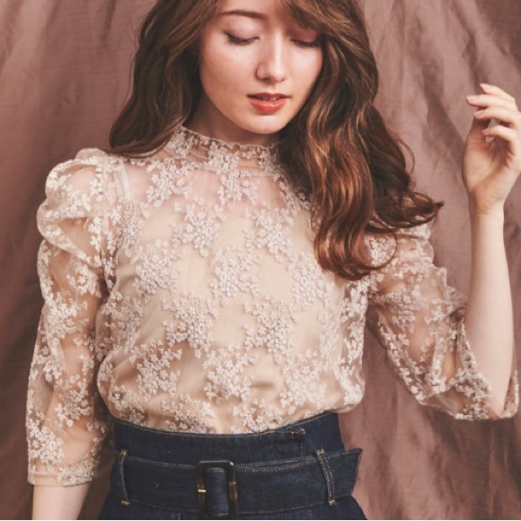 NOELA EMBROIDERED SHEER TOP W/ ADJUSTABLE TANK TOP - Picture 1 of 7